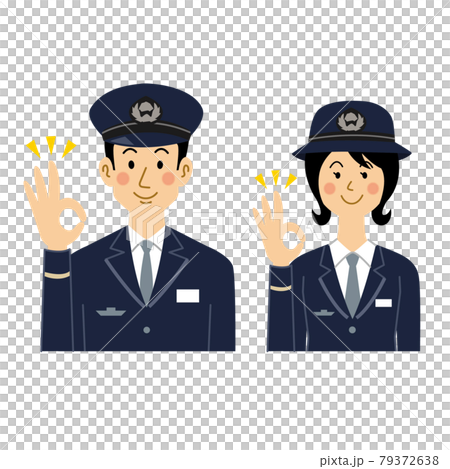 okポーズをする鉄道員の男女 79372638