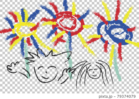 夏イメージ 親子で花火大会に行った夏休みの思い出を描いた小学生の絵日記のイメージ のイラスト素材 夏イメージ 親子で花火大会に行った夏休みの思い出を描いた小学生の絵日記のイメージ のイラスト素材