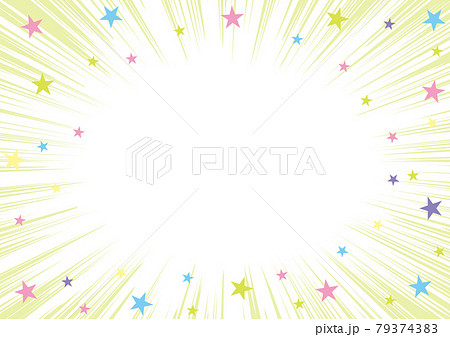 放射状背景と星のイラスト黄緑 79374383