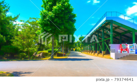 競技場周辺の歩道　アニメ風加工 79374641