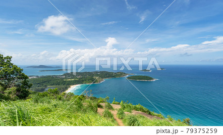 scenery landscape view Phahindum view point popular landmark in Phuket Thailand Viewpoint to see promthep cape, Naiharn beach and yanui beach beautiful andaman sea in Phuket Thailand scenery landscape view Phahindum view point popular landmark in Phuket Thailand Viewpoint to see promthep cape, Naiharn beach and yanui beach beautiful andaman sea in Phuket Thailand 79375259