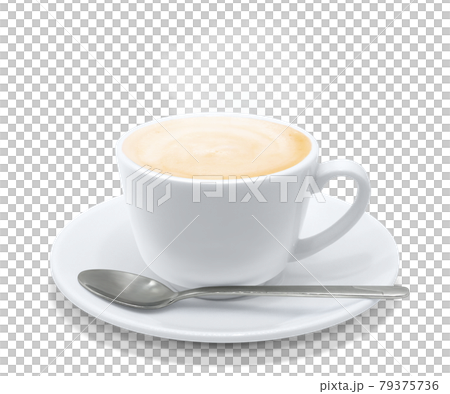 カフェオレ 飲み物 イラスト リアル ホット スプーン 湯気のイラスト素材