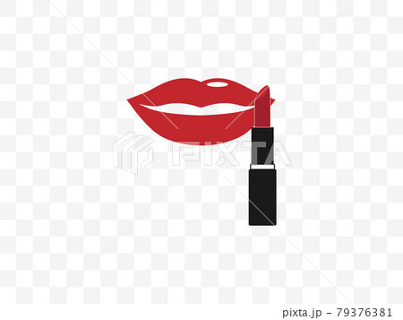 Lips, lipstick, makeup icon. Vector illustration, flat design. Lips, lipstick, makeup icon. Vector illustration, flat design. 79376381