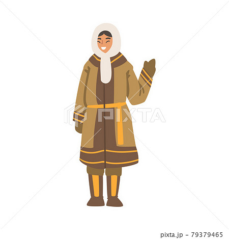 Polar Woman Character Waving her Hand, North Girl in Traditional Eskimos Clothing Cartoon Vector Illustration Polar Woman Character Waving her Hand, North Girl in Traditional Eskimos Clothing Cartoon Vector Illustration 79379465