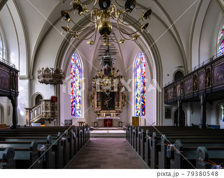 The interior of the St Jurgen church at Juergensby in Flensburg, Germany 79380548
