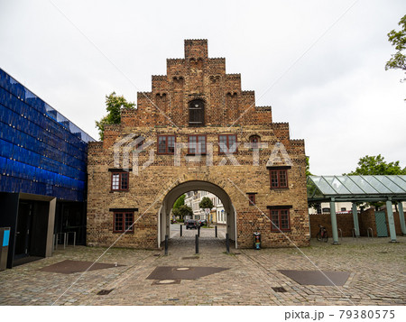 Historic city gate Nordertor, North gate in Flensburg, Germany. It was built in 1595. Historic city gate Nordertor, North gate in Flensburg, Germany. It was built in 1595. 79380575