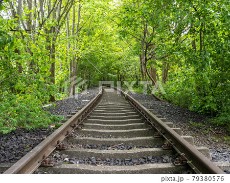 Abandoned railway track near the harbor in flensburg, northern germany Abandoned railway track near the harbor in flensburg, northern germany 79380576