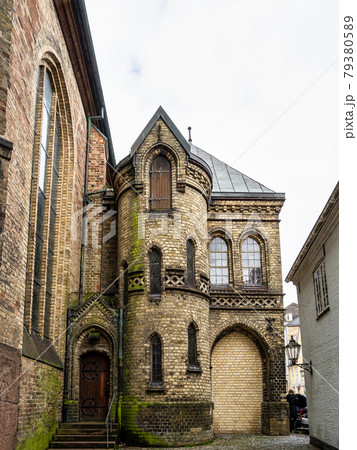 Landmark of the famous St. Mary church in Flensburg Schleswig Holstein Germany 79380589