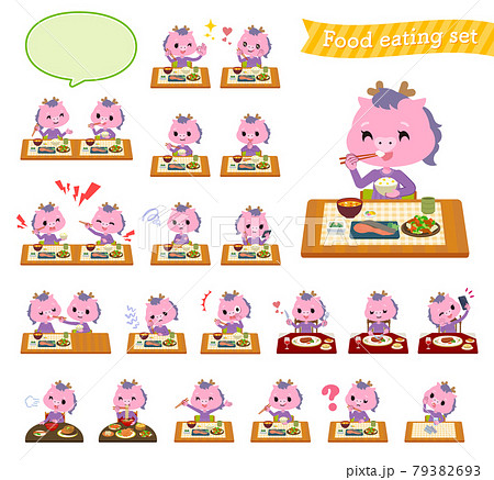 食事に関する龍の女の子のセット 食事に関する龍の女の子のセット 79382693