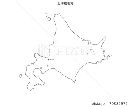 白地図 日本 北海道地方 県庁所在地入りのイラスト素材