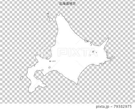 白地図 日本 北海道地方 県庁所在地入りのイラスト素材