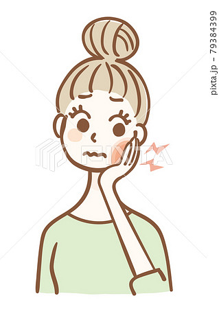 虫歯が痛む若い女性 虫歯が痛む若い女性 79384399