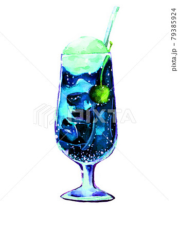 Cream Soda Watercolor Blue Stock Illustration