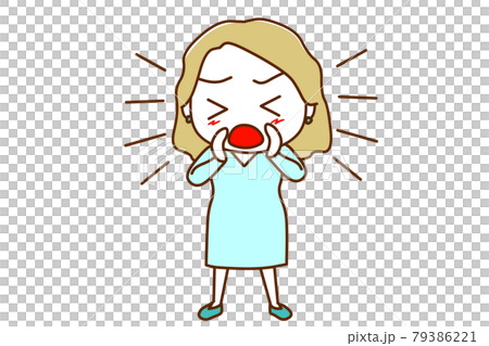 <全身・正面>大声で何かを訴えて叫ぶ白人女性 <全身・正面>大声で何かを訴えて叫ぶ白人女性 79386221