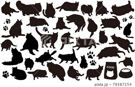 33種類の太った猫のイラストセット 79387254