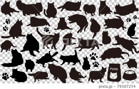 33種類の太った猫のイラストセット 79387254