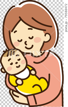 閉著眼睛的媽媽抱著熟睡的嬰兒 79388472