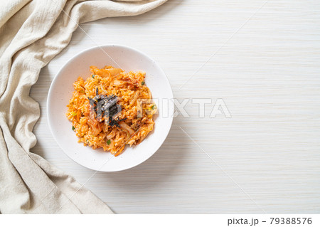 kimchi fried rice with seaweed and white sesame kimchi fried rice with seaweed and white sesame 79388576