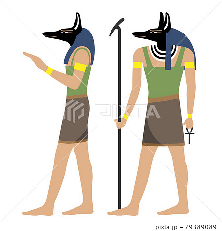 エジプトの神 アヌビス のイラストセット 白背景 ベクター 切り抜き のイラスト素材 7930