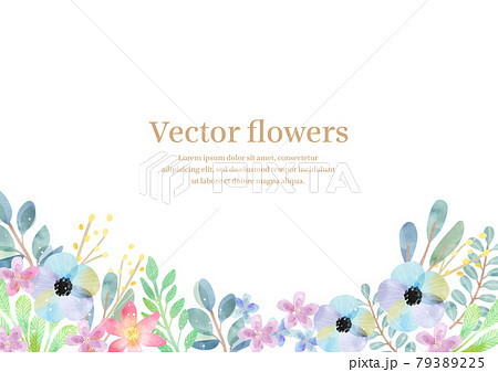 水彩ベクターのフローラルフレームのイラスト素材