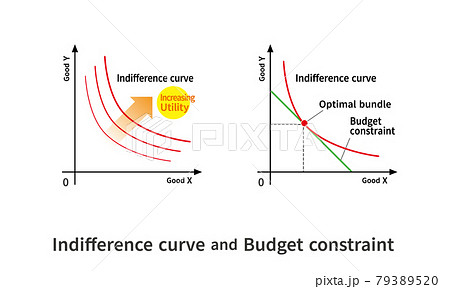 無差別曲線 最適消費点 予算制約線 予算線 グラフ 経済学 財政学 図 英語 79389520