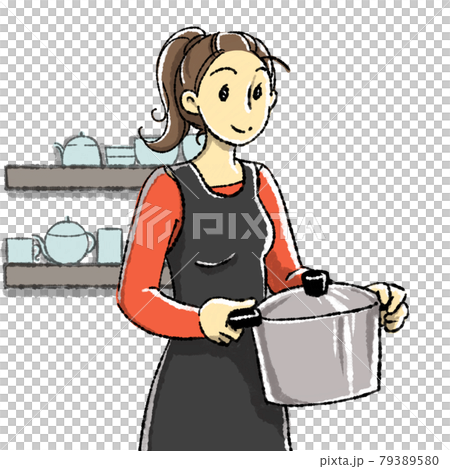 Illustration of a woman cooking Illustration of a woman cooking 79389580