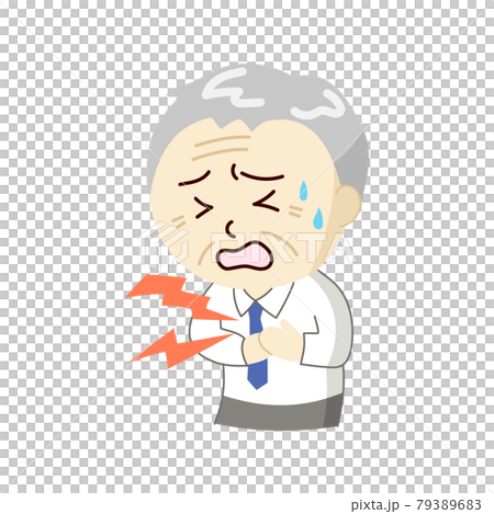 A painful senior businessman who holds his chest in pain A painful senior businessman who holds his chest in pain 79389683