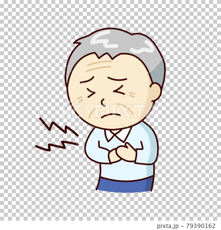 Grandfather holding his chest in pain 79390162