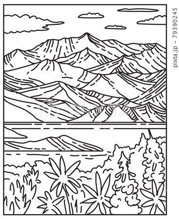 Wrangell-St. Elias National Park and Preserve Located in South Central Alaska United States Mono Line or Monoline Black and White Line Art 79390245