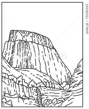 The Golden Throne Within Capitol Reef National Park Located in Wayne County; Utah United States Mono Line or Monoline Black and White Line Art 79390363