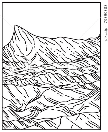 Death Valley National Park That Straddles the California Nevada Border East of the Sierra Nevada United States Mono Line or Monoline Black and White Line Art Death Valley National Park That Straddles the California Nevada Border East of the Sierra Nevada United States Mono Line or Monoline Black and White Line Art 79390388
