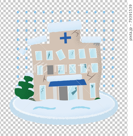 Vector illustration of a hospital suffering from heavy snowfall Vector illustration of a hospital suffering from heavy snowfall 79391539
