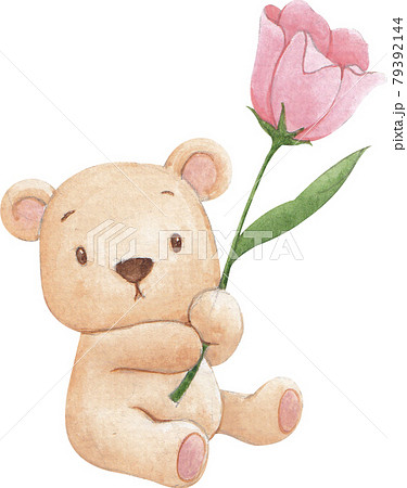 Cute bear character watercolor 79392144