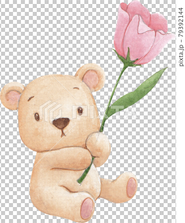Cute bear character watercolor 79392144