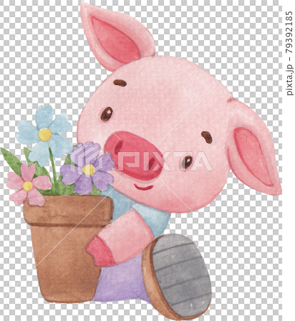 Cute pig character watercolor Cute pig character watercolor 79392185