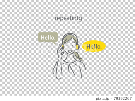 英語を学ぶ女性のシンプルでお洒落な線画イラスト素材 英語を学ぶ女性のシンプルでお洒落な線画イラスト素材 79392267