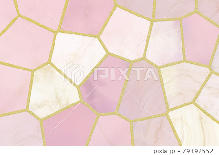 ピンクのグラデーションのモザイクタイル風背景の写真素材