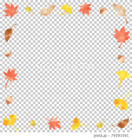 Beautiful watercolor autumn leaf square frame 79393591