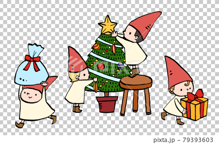 小人のクリスマス準備イラストのイラスト素材 [79393603] - PIXTA
