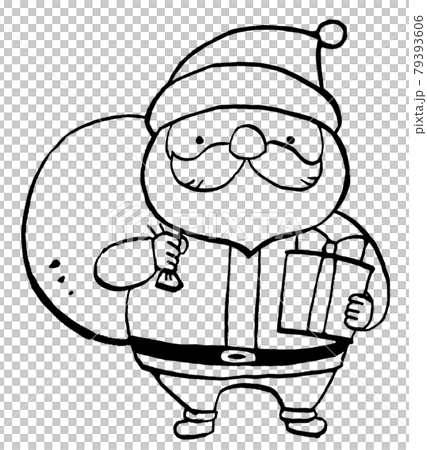プレゼントを持ったサンタクロースのイラスト線画 79393606