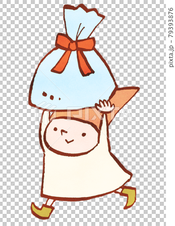Illustration of a dwarf carrying a gift 79393876