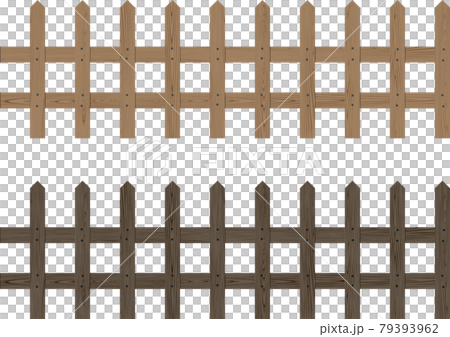 木製のシンプルな柵のセット ブラウンのイラスト素材