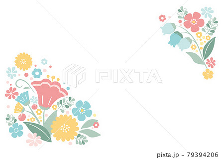 パステルカラーの花のフレームのイラスト素材