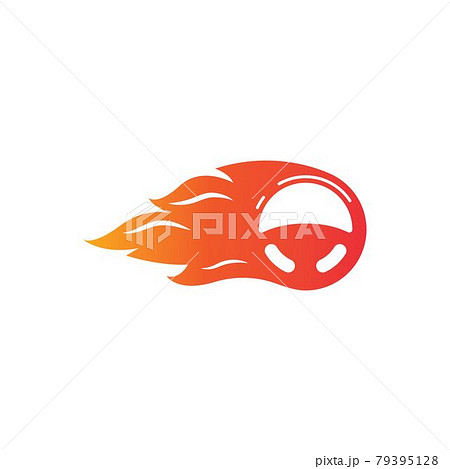 car steering wheel  burning fire  logo icon vector illustration 79395128