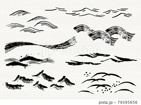 和風素材 波のイラストセット 和風素材 波のイラストセット 79395656