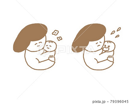母と赤ちゃんのシンプルな線画イラスト 母と赤ちゃんのシンプルな線画イラスト 79396045