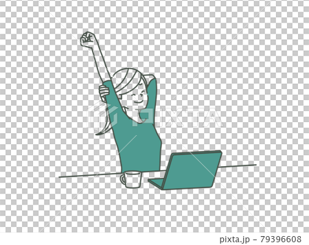 Woman working on a growing computer-2 colors Woman working on a growing computer-2 colors 79396608