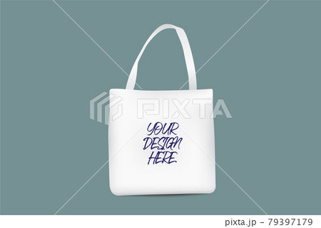 Eco-Friendly Beige Colour Fashion Canvas Tote Bag Isolated Reusable Bag for Groceries and Shopping. Design Template for Mock-up. Front View 79397179