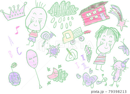 子供の落書き かわいい  色々セット 子供の落書き かわいい  色々セット 79398213