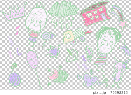 子供の落書き かわいい  色々セット 子供の落書き かわいい  色々セット 79398213